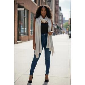 Light Pink Women's Scarf with Fringed Edges